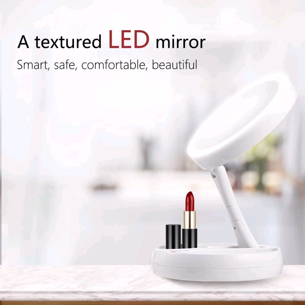 Opvouwbare Draagbare Badkamer Make-Up Spiegel 10x Vergrootglas Led Verlichting Professionele Spiegel Verstelbaar 270 Graden Roterende