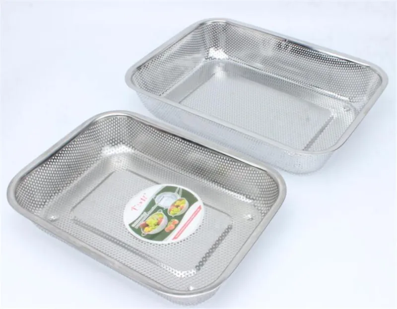 Plateau en acier inoxydable 304, plaque de fuite avec trou, passoire à mailles, lavage des légumes, séchage du bassin, trou de filtre, couvercle de bassin