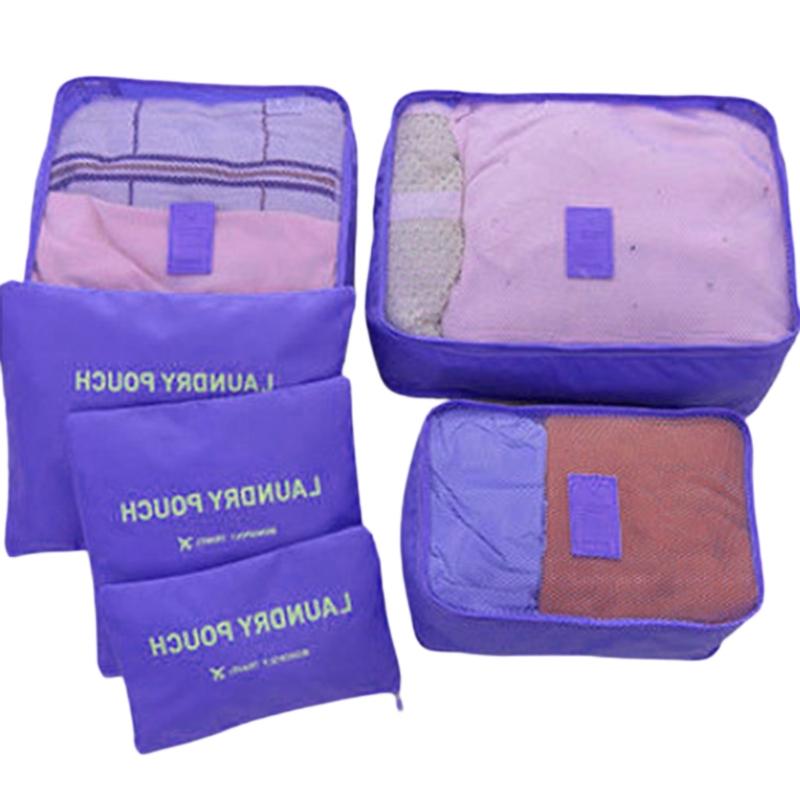 6 Pcs Set Large Capacity Travel Storage Bag with Reinforced Zipper Duvets Sheets Y5JC: Purple