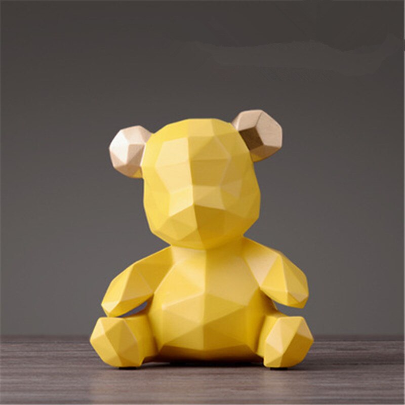 Bære origami statue geometri dyr kunst skulptur harpiks kunstværk stue indretning  l2986: Gul