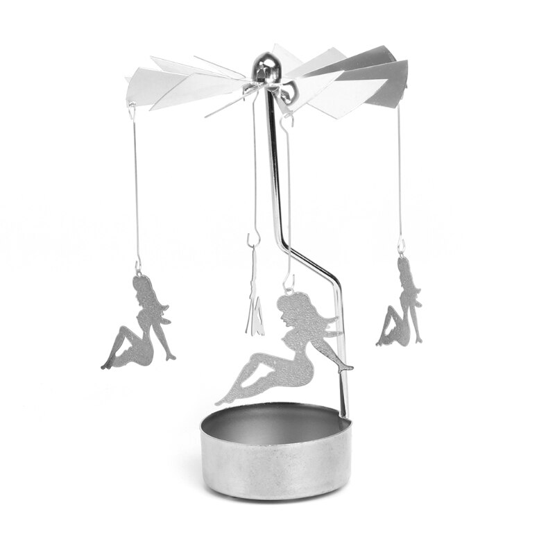 Rotary Spinning Tealight Candle Metal Tea light Holder Carousel Home Decor Christmas