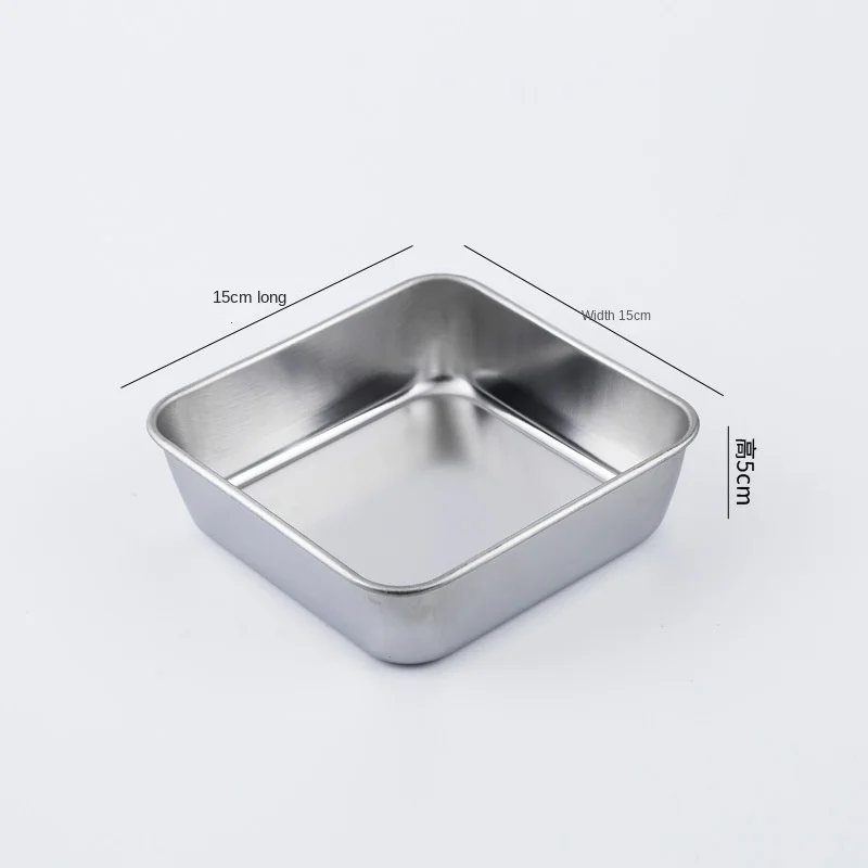 Bandeja cuadrada de acero inoxidable para hornear, bandeja de fondo plano de estilo japonés, bandeja de drenaje para Hotel, caja de mantenimiento fresco con tapa: BLANCO