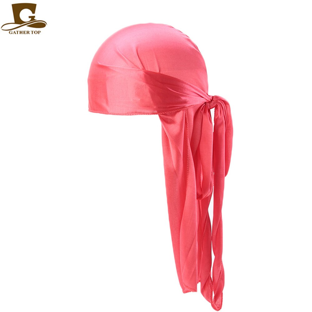 Durag Men Solid Color Silk Durags Women Breathable Turban Hair Bands 13Pcs/package: Watermelon red