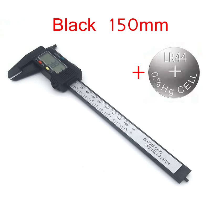 Calibrador Digital electrónico con batería, calibrador Vernier de fibra de carbono, micrómetro, herramienta de medición, regla Digital, 10/15cm: black 15cm and  BTR