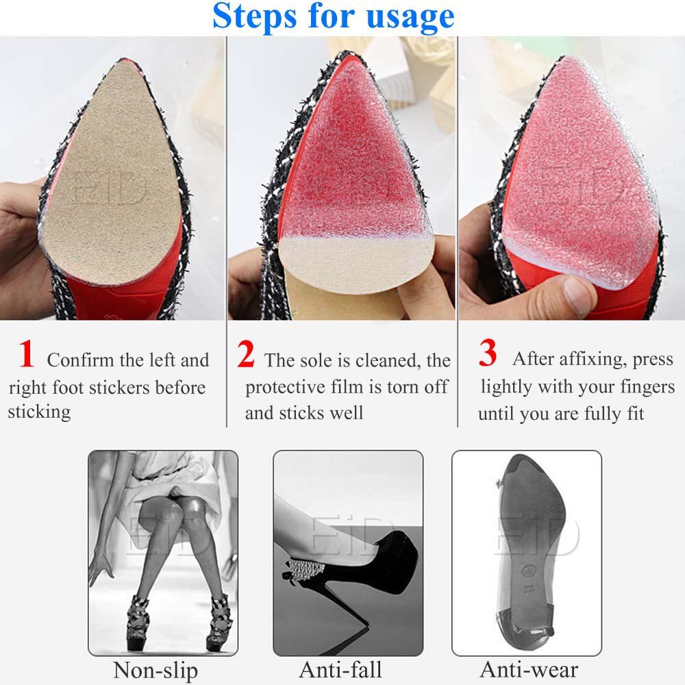 EiD-suelas antideslizantes para zapatos de mujer, Protector de suela de tacón alto, antideslizantes, con empuñaduras de goma, almohadillas para suelas, 2 uds.