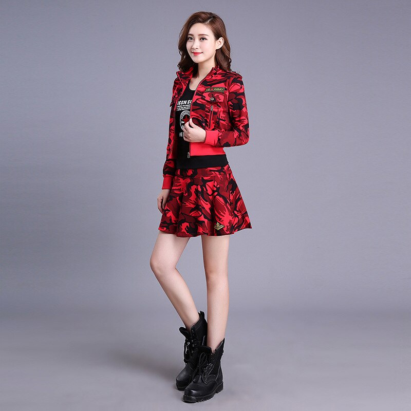 Jupe de Camouflage rouge pour femmes, Style, tenue de printemps et d&#39;été à la , vêtements de Performance de danse carrée de marin de loisirs en plein air