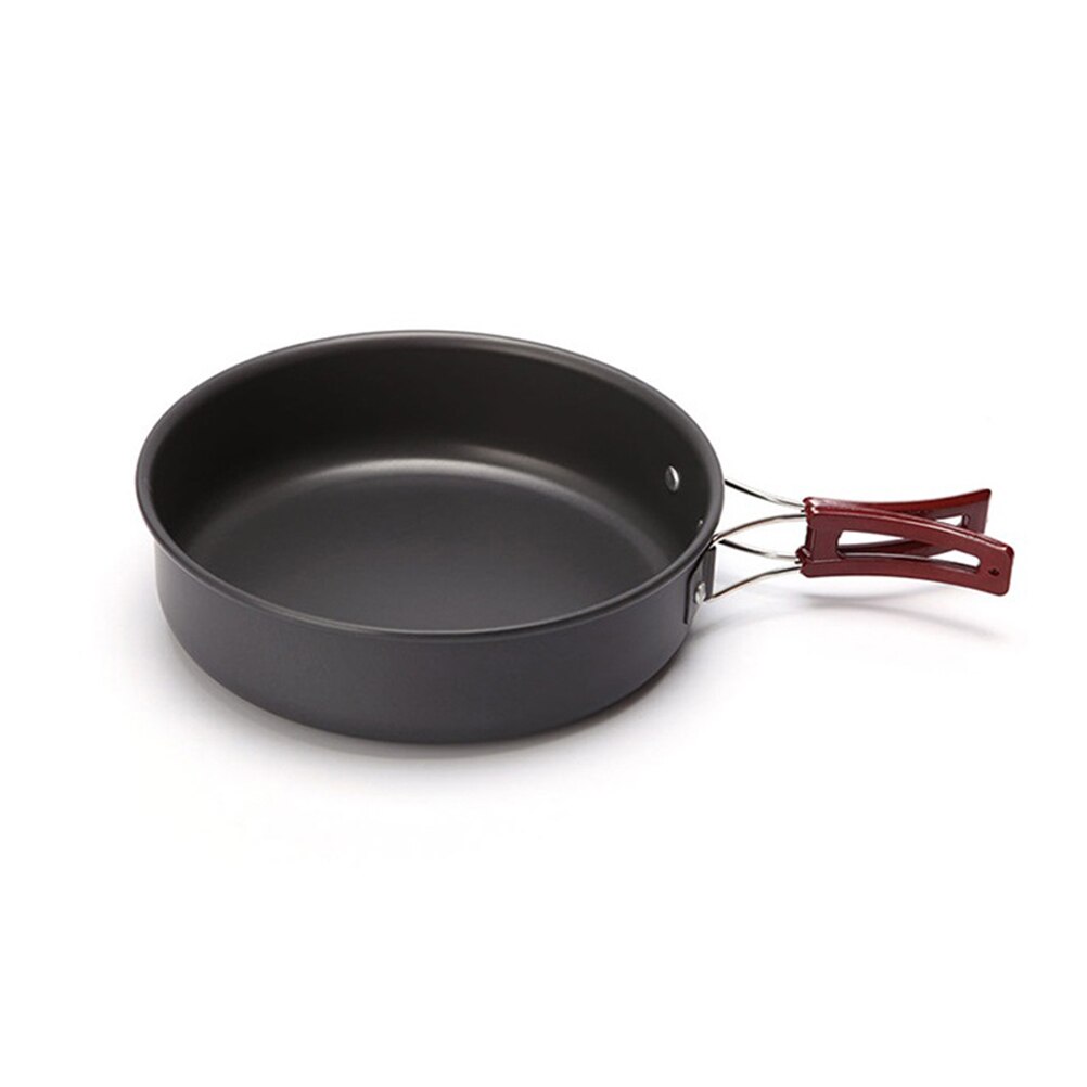 Outdoor Pan Frying Pan Portable Camping Pot Picnic Frying Pan Outdoor Cooking Ware Cooking Tools for Family (Black)