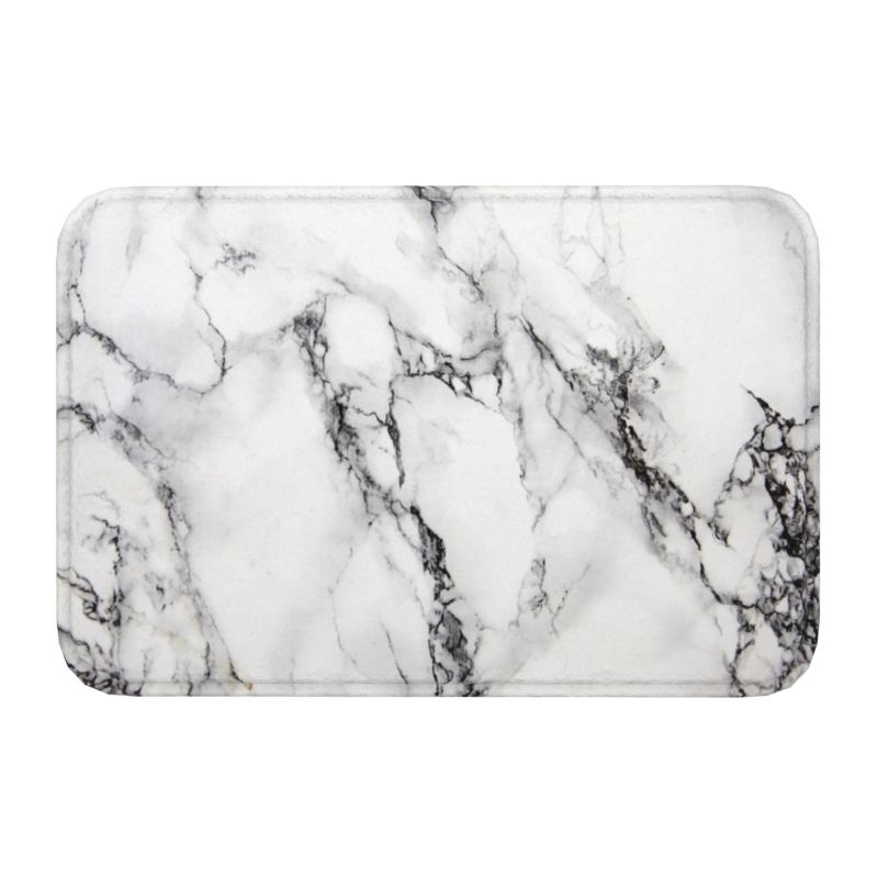 Tappetino per porta in marmo nero fumé, antiscivolo, con texture astratta, bagno, cucina, garage, 40 x 60 cm, ingresso soggiorno