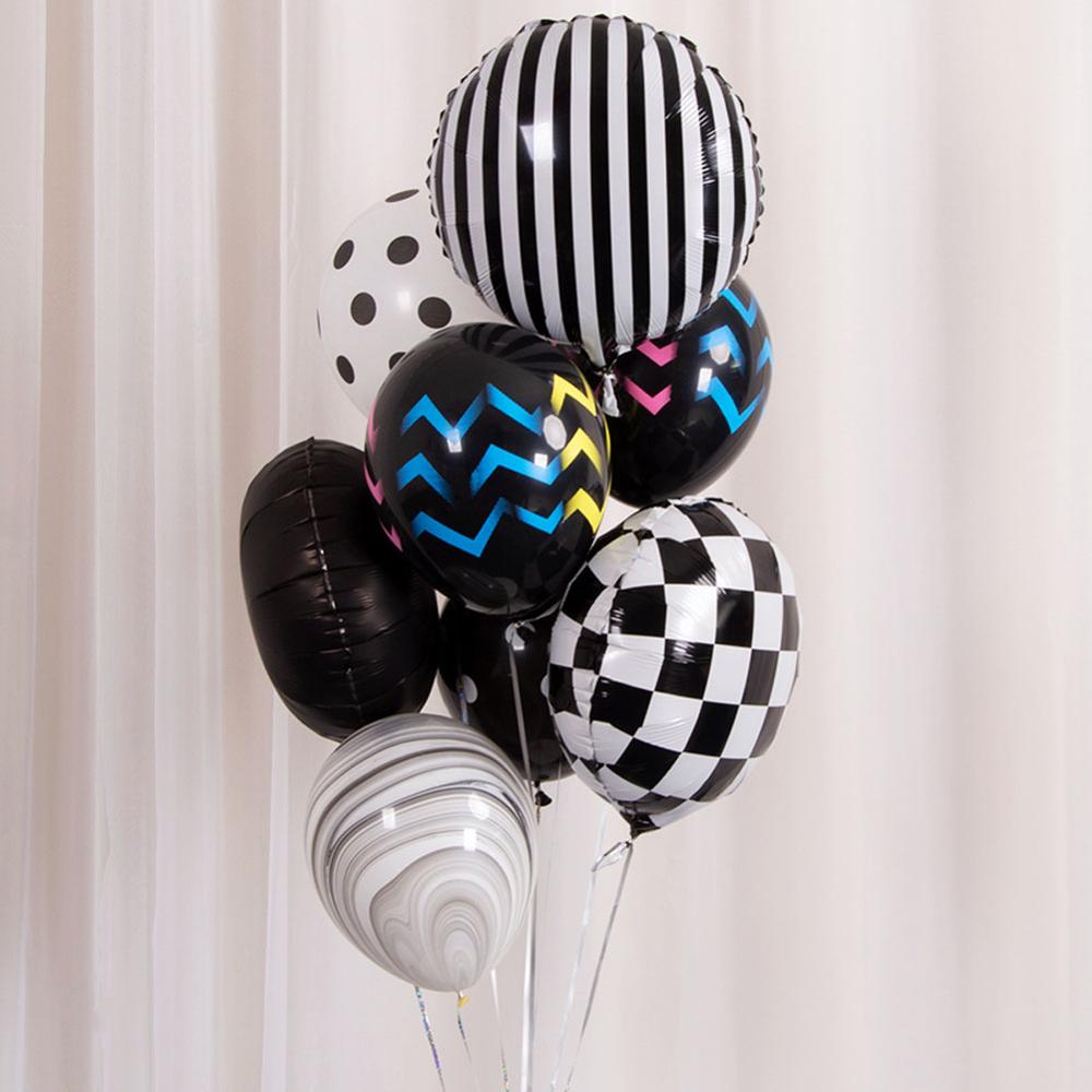 5pcs 18inch Black and White Stripe Foil Balloon Bi... Grandado