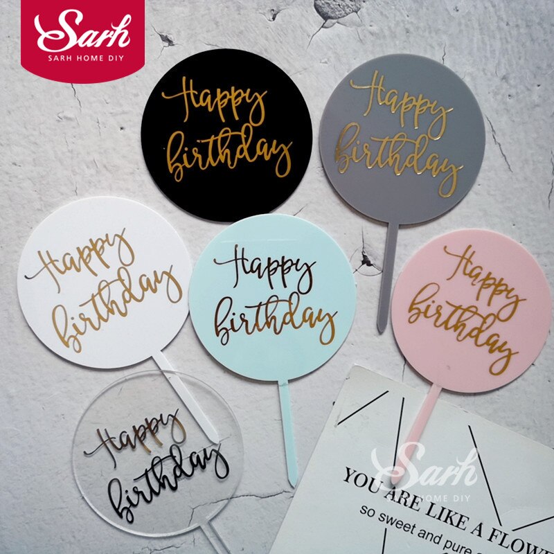 Ins Stil Runde Bronzing "Happy Birthday" Krone Bogen-knoten Kuchen Topper Dessert Dekoration für Hochzeit Geburtstag Party