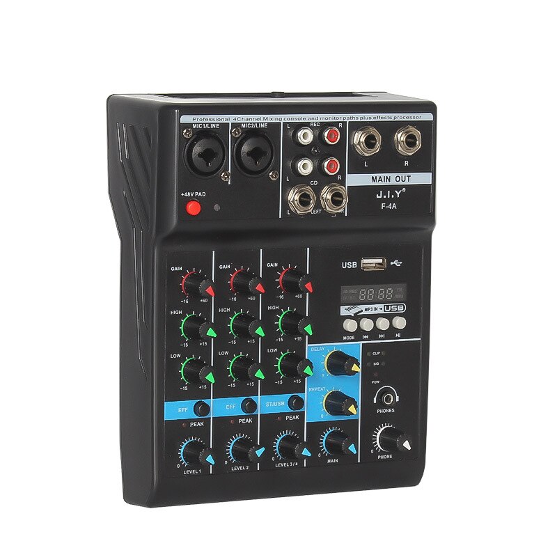 4 Channels Mini USB Audio Mixer Amplifier Console Bluetooth Record Phantom Mixer With Sound Card Mixer Live Studio Audio Mixing: Default Title