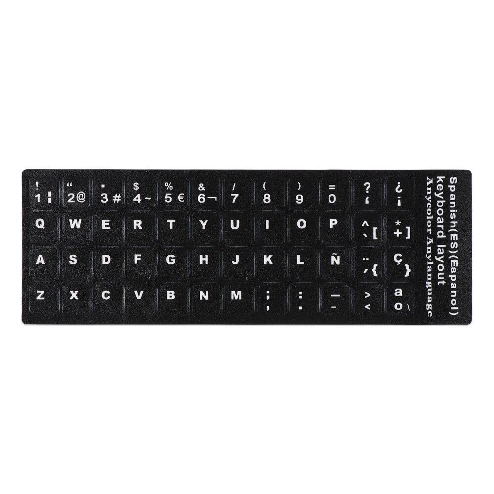 Luminous Keyboard Stickers Laptop PC Letter Alphabet Spanish/English/Russian/Arabic/French Language Keyboard Protective Film: Black Spanish