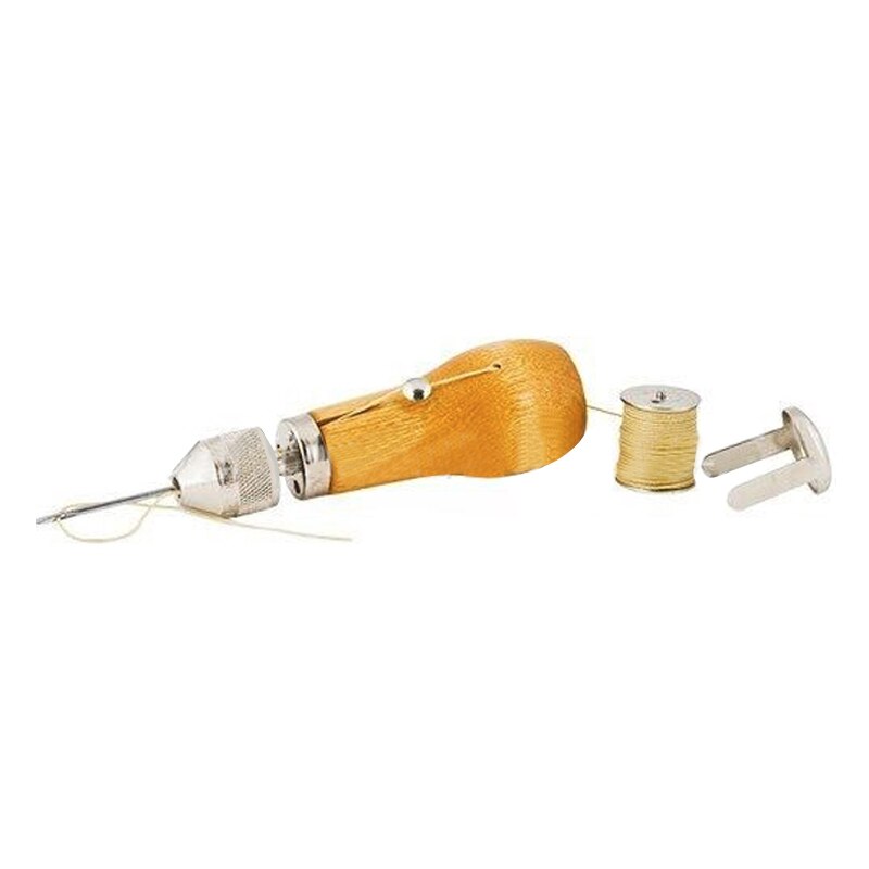 1 Set Lock Stitch Sewing Awl Thread Kit Leather Hand Sewing Waxed Thread Machine for Leather Craft Edge Stitching