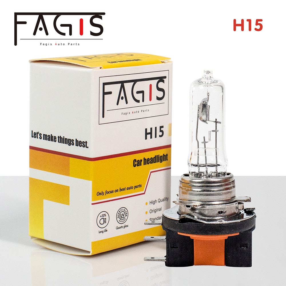 Fagis 1 stk us brand  h15 12v 15/55w hvide bilbelysning forlygter hovedlampe udskiftning lampe lys auto halogen pærer