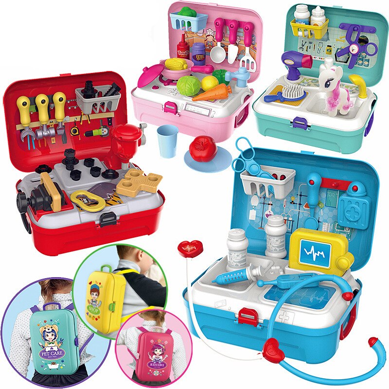 Kinder Doktor Nurse Medizinische Ausrüstung Pretend Play Set Pädagogisches Spielzeug Kinder Rolle Spiele Werkzeuge Zubehör Tragbare Koffer