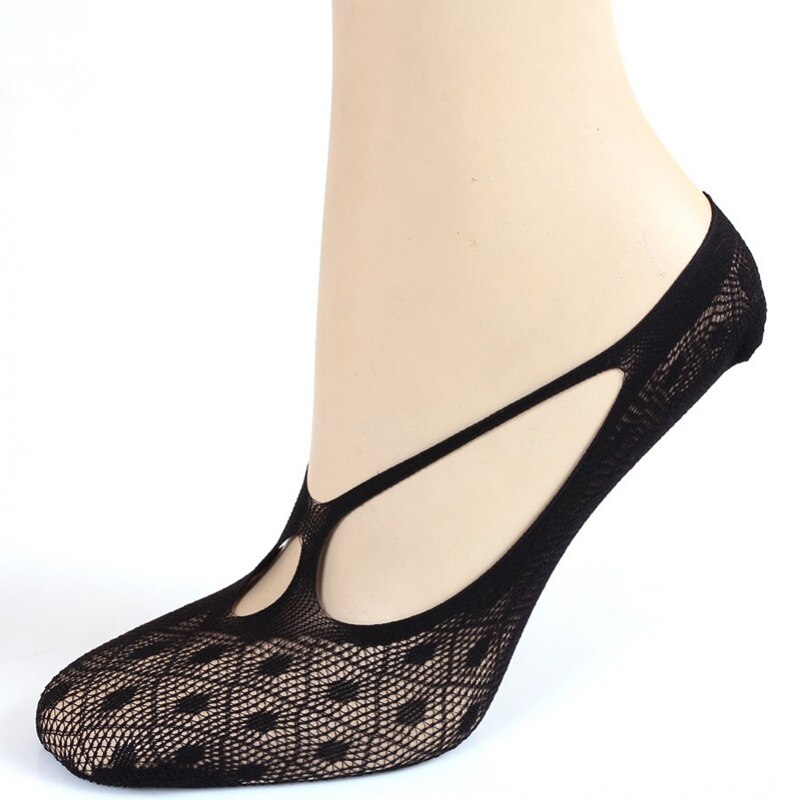 3 pairs Of Cross Boat socks Female Lace Five Finger socks Sling Breathable Mesh Anti-hook Crystal socks