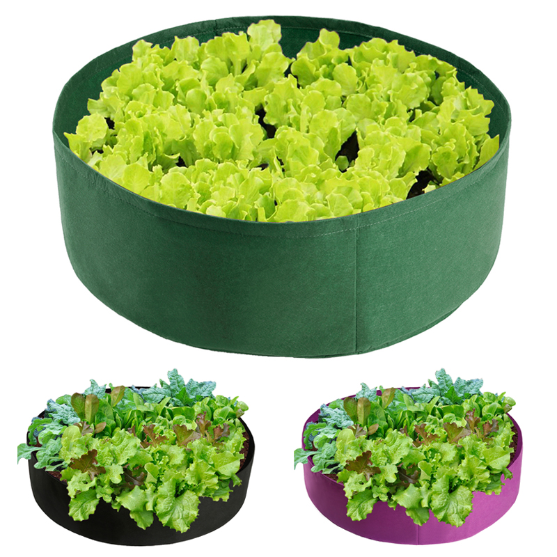 Fabric Raised Garden Bed Round Planting Container Grow Bags Breathable Felt Fabric Planter Pot For Plants Nursery Pot