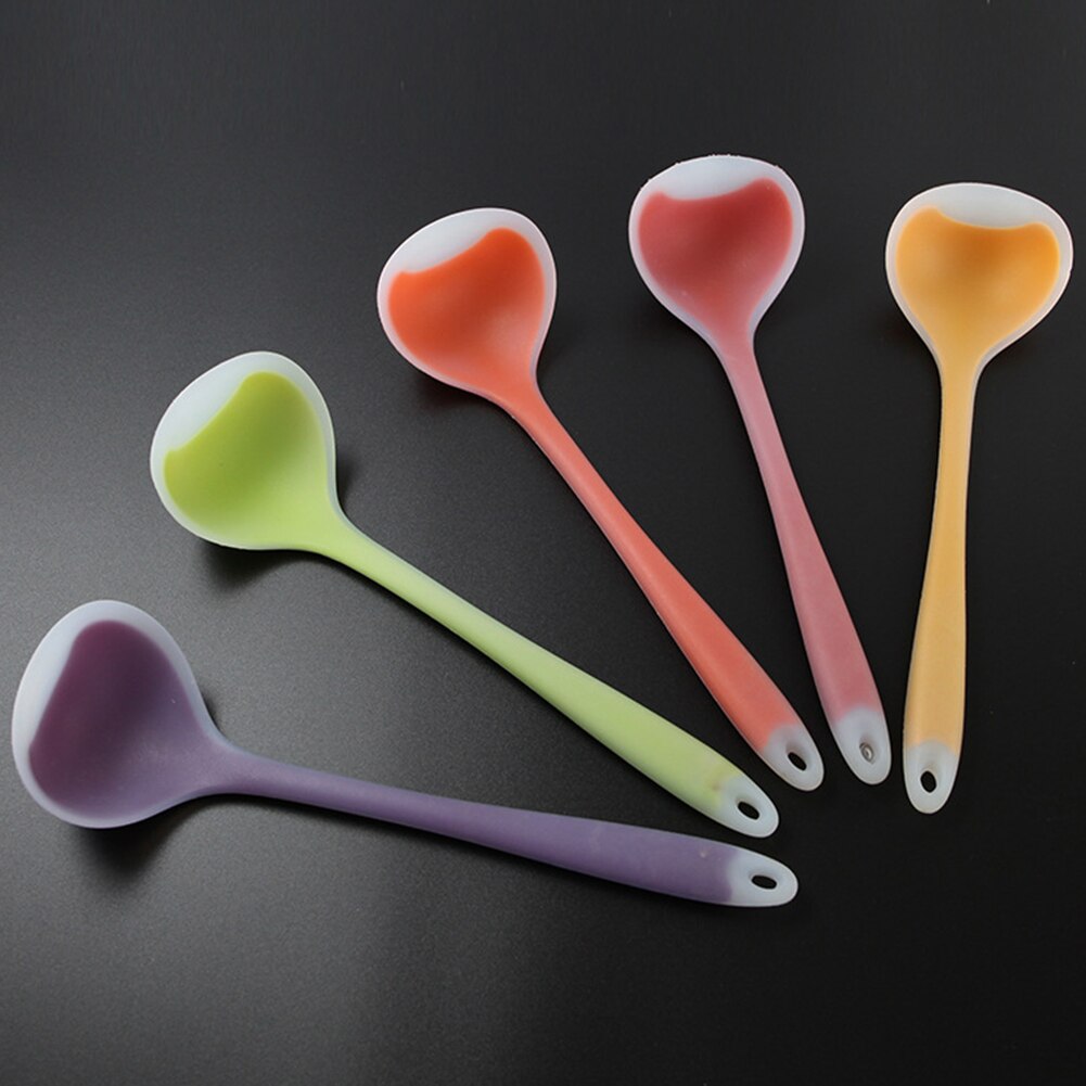 Silicone Nonstick Anti Translucent Handle Soup Spoons Kitchen Cooking Tools