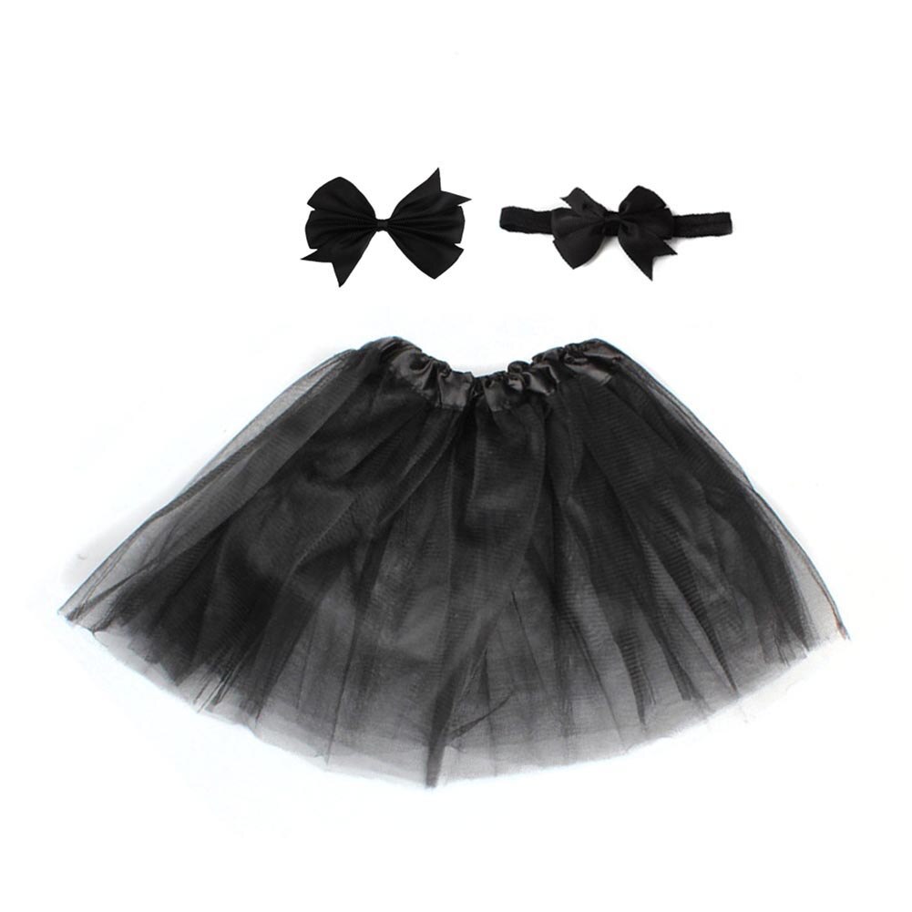 3 Stks/set Snoep Kleur Zachte Baby Meisje Tule Rok Hoofdband Haarspeld Photo Prop Prinses Kerst Dag Leuke Comfortabele Rokken: Black