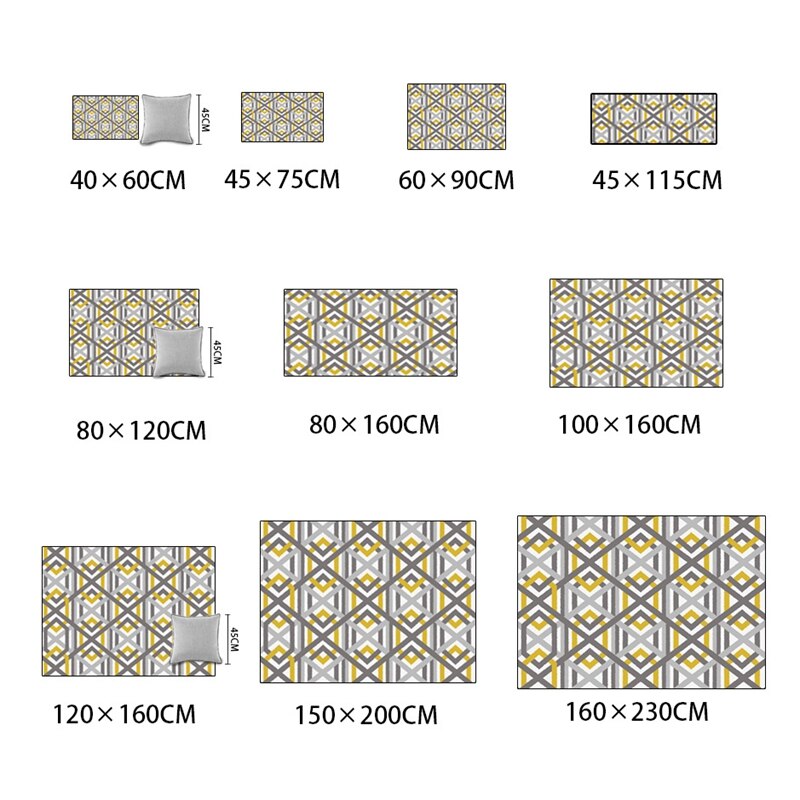 Nordic Geometric Style Yellow Gray Pattern Carpet Living Room Carpet Sofa Coffee Table Doormat Bedroom Bedside Blanket