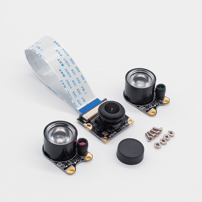 5MP Camera Module OV5647 for Raspberry Pi 4B/3B+ Infrared Night Vision 130 Degree FOV 1080P Camera with Holder