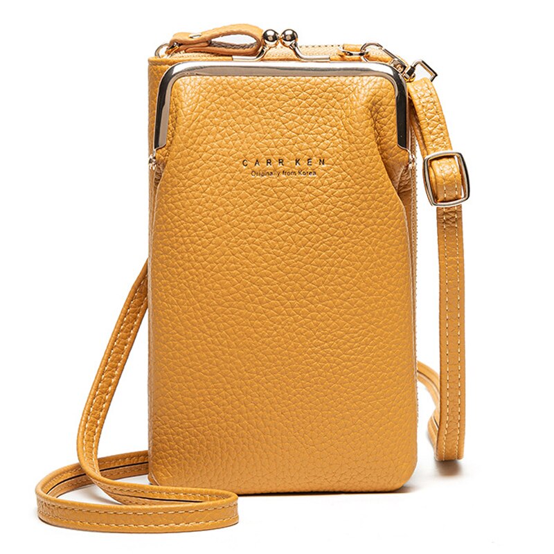 Phone Bag PU Leather Large Capacity Travel Portable Shoulder Bag Brand Ladies Crossbody Bag Messenger Bag: Yellow