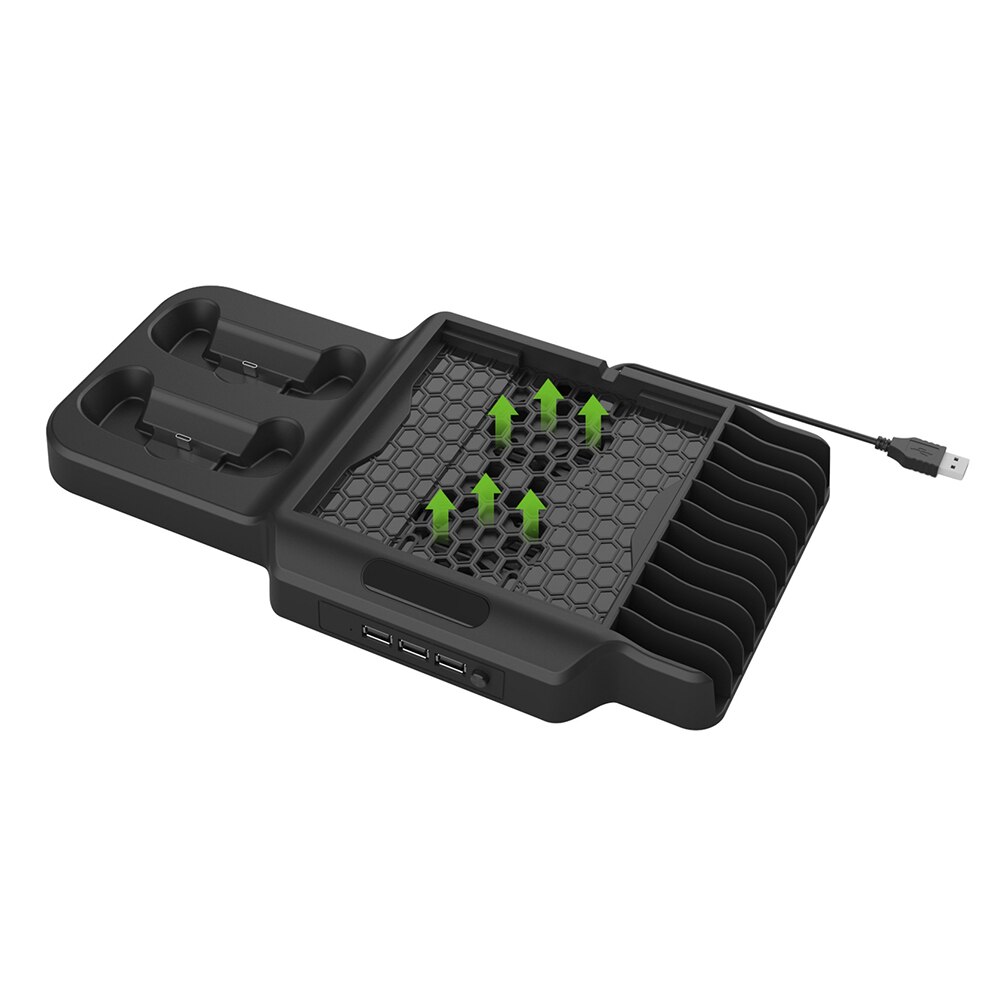 Console Cooling Stand Voor Xbox Serie X S Met Dual Controller Charger Dock + 11 Game Slots Met Ventilator Koeler