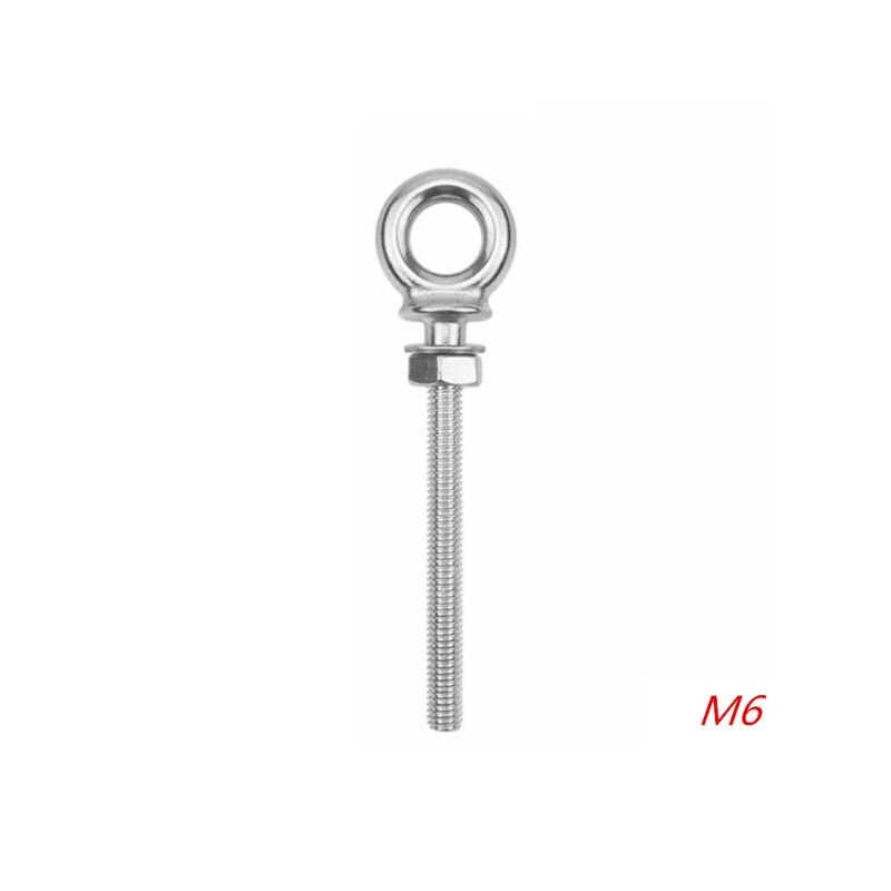 Marine Grade 316 Stainless Steel Long Lifting Eye Bolt Eyebolts with Nut&Washer: M6