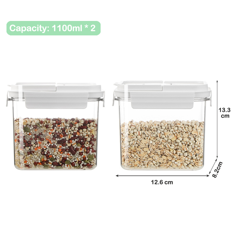 2 Pak Ontbijtgranen Dispenser Set, Luchtdichte Voedselopslagcontainer Voor Keukenpantry-Organisatie, Plastic Bakjes Met Deksels: Licht Groen
