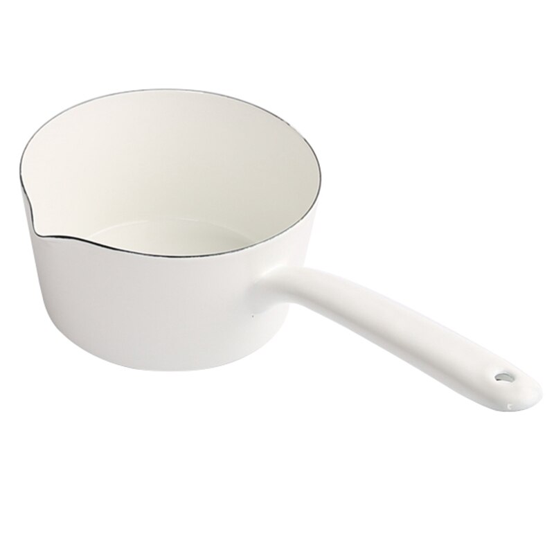 Olla de cocina de cerámica blanca de estilo japonés 1.3L, olla de cocina, sartén para comida de bebé, cacerola con mango largo para una persona
