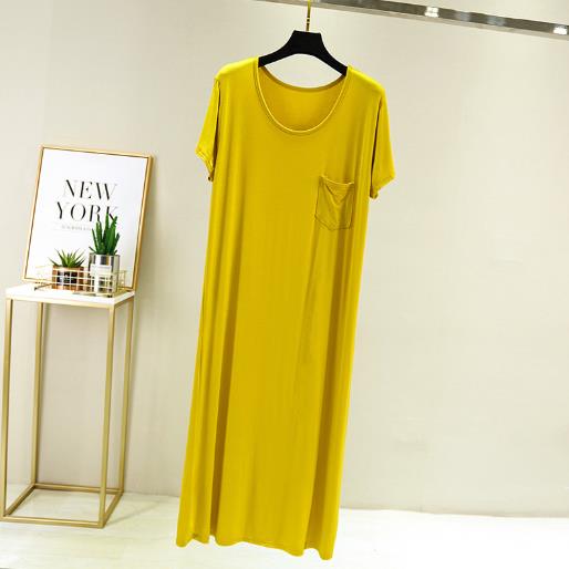 Casual Katoen Nacht Shirt Modale Losse Nightgowns Vrouwen Thuis Kleding Koreaanse Lange Jurk Vrouwen Nachtkledij Nachtkleding Nightie: yellow