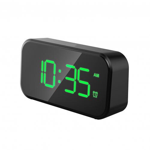 LED Digital Alarm Clock Snooze Dimmer Mirror Surface Clock Full Screen Stylish Alarm Clock Desktop Decoration: Green