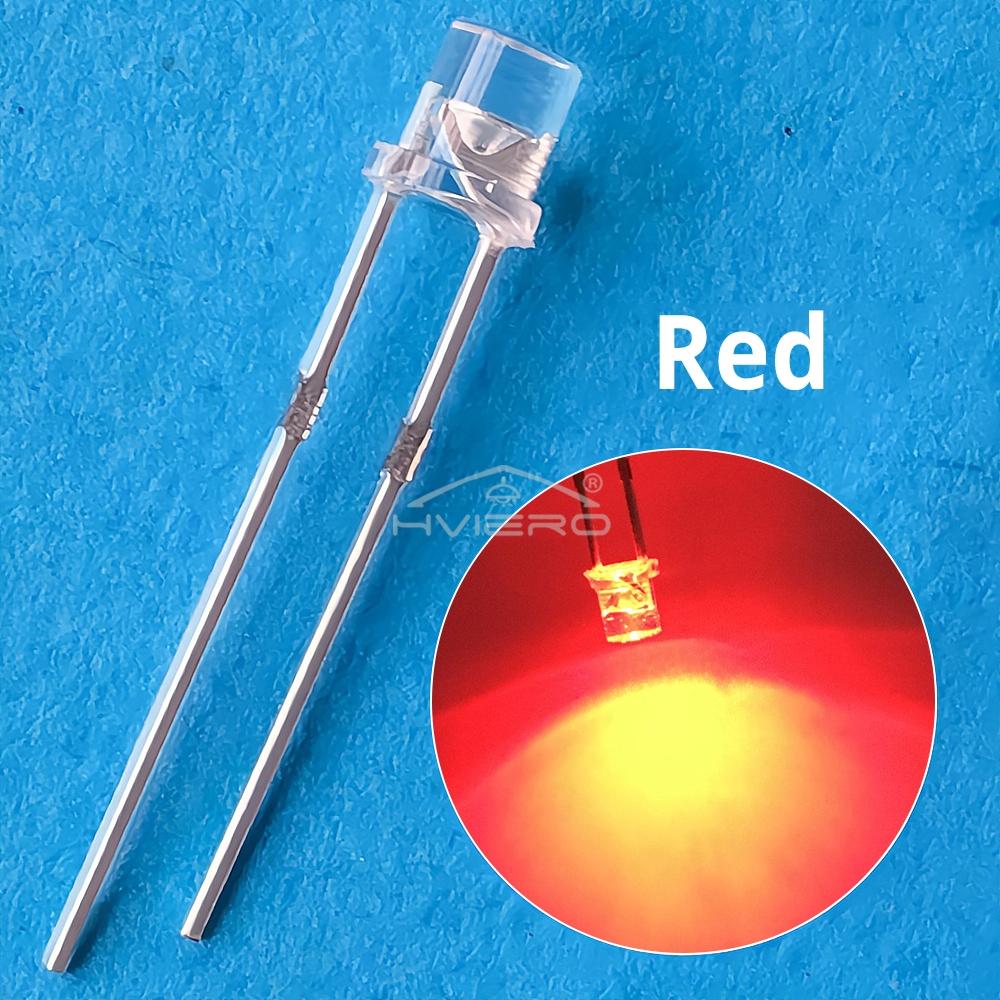 100X F3 3mm 2pins Flat head Bright LED Decoration Bulb White Red Yellow Blue Water Clear Wide Angle Light Emitting Diode Lamp: Red / 50W