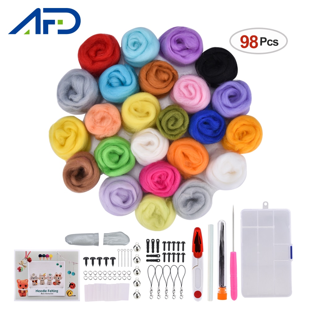 Agujas de fieltro para manualidades, Kit de agujas de 24 colores para lana, animales, flores, manualidades, DIY