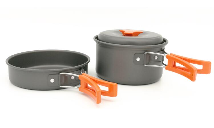 2-3 Persoon Outdoor Kookgerei Set DS200 Camping Koken Pot Pan Kom Spatel Set: YELLOW