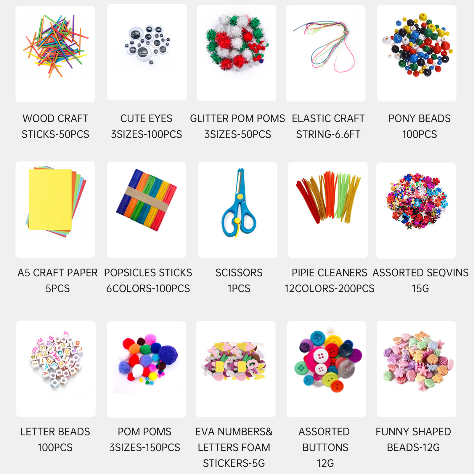 DIY Arts and Crafts Supplies Kit 2000+ Pieces Set Activity Craft Materials with Carrying Box Handmade Educational