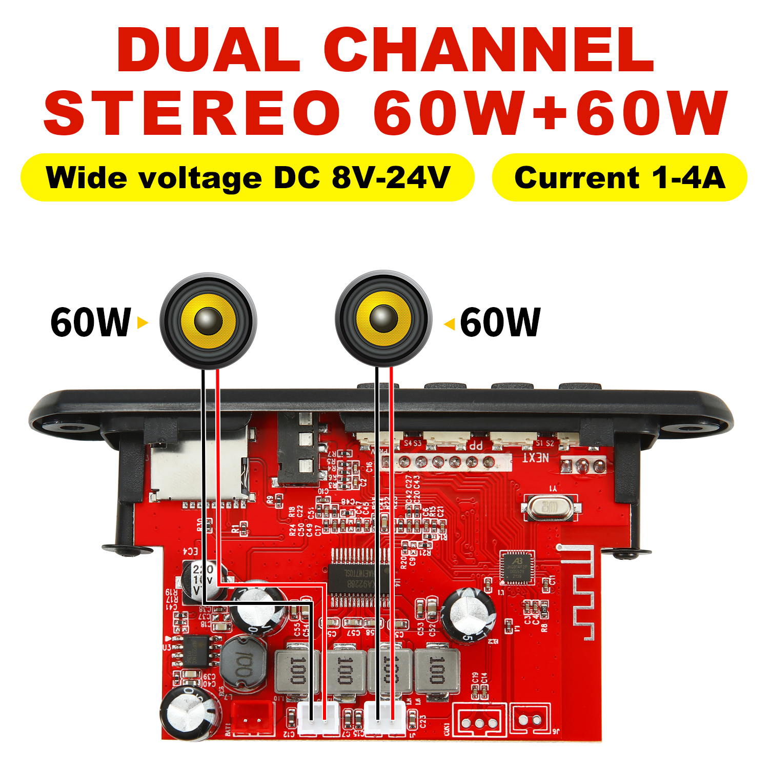 60W 50W Verstärker Bluetooth 5.0 DIY MP3 WAV Decoder Board DC 12V Drahtlose Auto USB MP3 Player TF Karte Slot USB FM mit Mikrofon