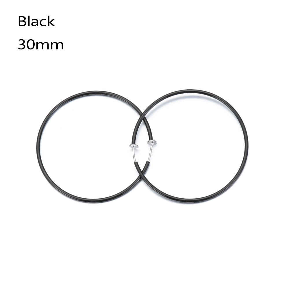 1 Pair Women Large Circle Round Hoop Earrings Hyperbole Baby Femme Letter Earrings Punk Dangle Hip-hop Jewelry: 30mm	black