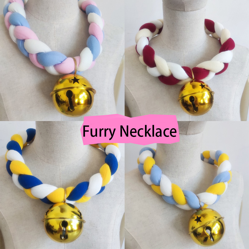 Collana pelosa Accessori Fursuit Girocollo intrecciato per oggetti di scena cosplay di animali per feste di Halloween