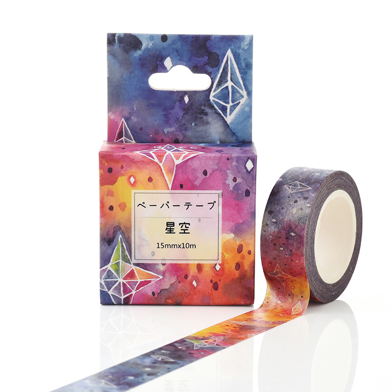 15 Mm * 10 M Box Pakket Mooie Sterrenhemel Washi Tape Uitstekende Kleurrijke Papier Masking Tape Diy Decoratieve tapes