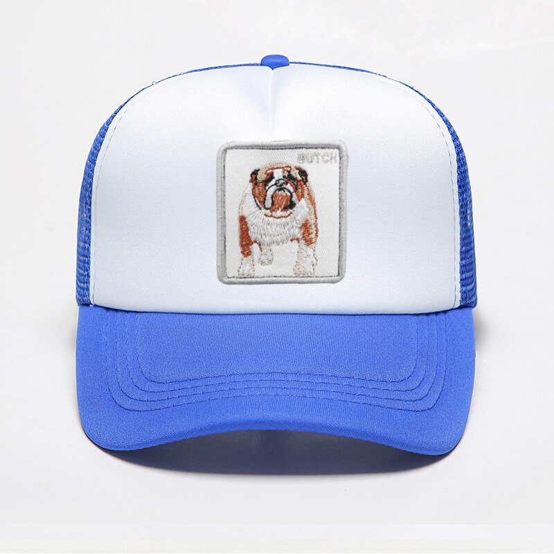 Mode Hond Bulldog Afdrukken Baseball Caps Mannen Vrouwen Hip Hop Caps Snapback Trucker Buiten Sport Verstelbare Ademend Mesh Hoed: color 2