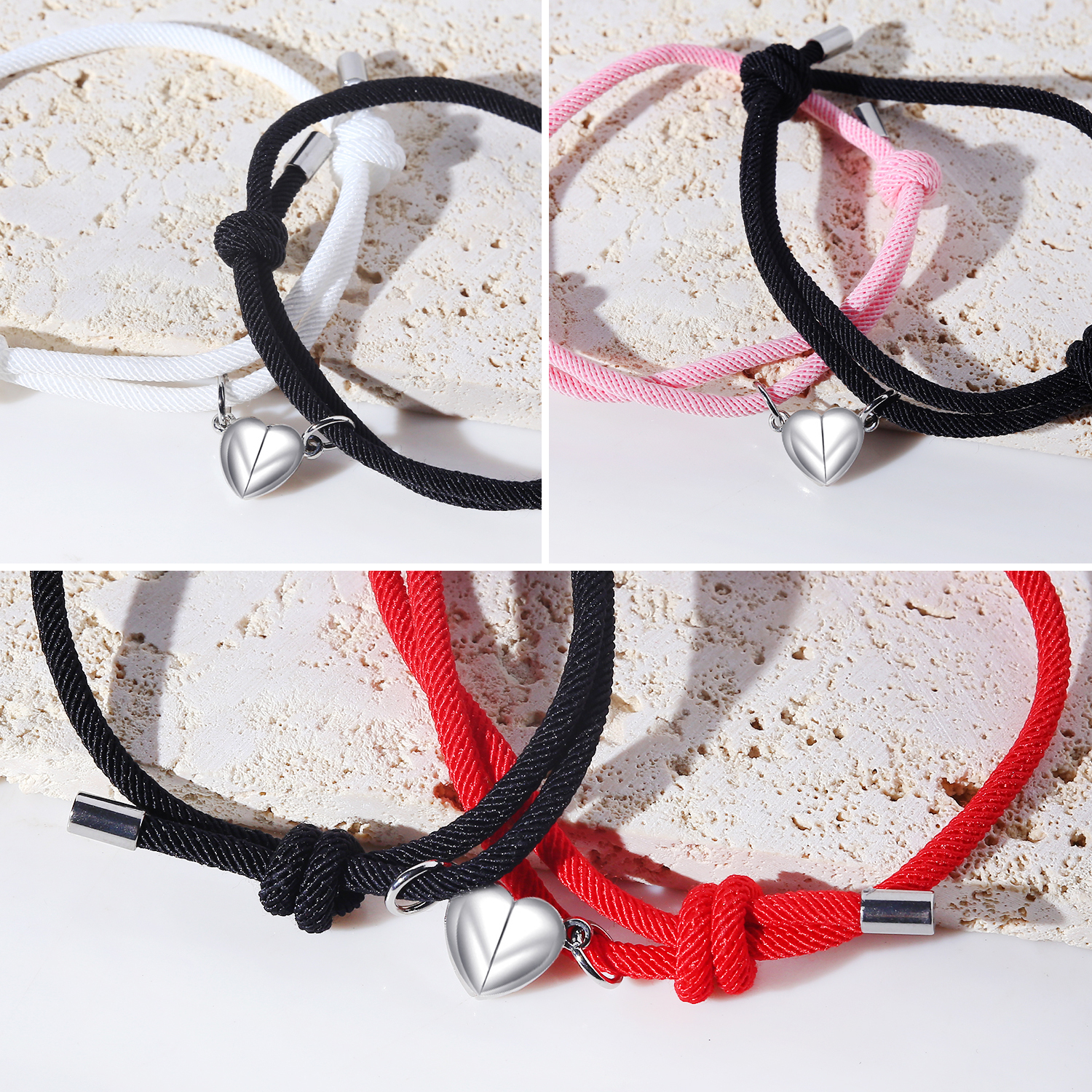 Braccialetti magnetici per coppie da 2 pezzi Braccialetti regolabili per attrazione abbinata a forma di cuore Regali per amanti per fidanzato e fidanzata