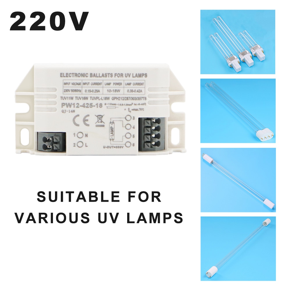 220V 4-18W Universele Elektronische Ballasten Voor 2G7 G23 Uv Lamp Buis G10q Ultraviolet Kiemdodende Lamp G5 uvc Steriliseren Lichten