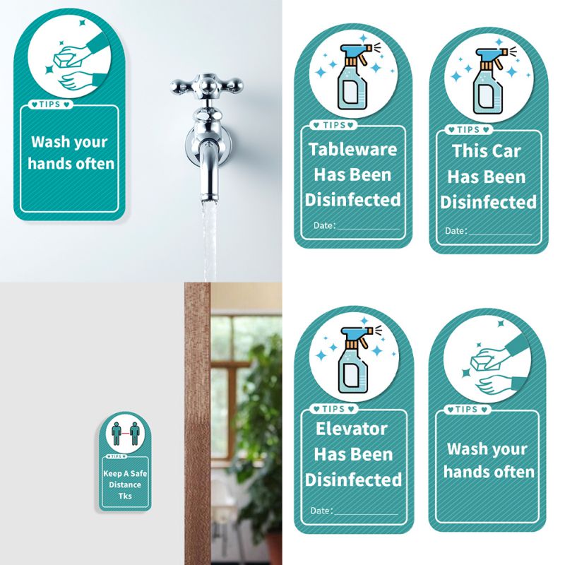 Tile Stickers Acrylic Safety Signage Prevention Welcome Sign Shop Warning Sign Shop Disinfected Sign Restaurant School Office