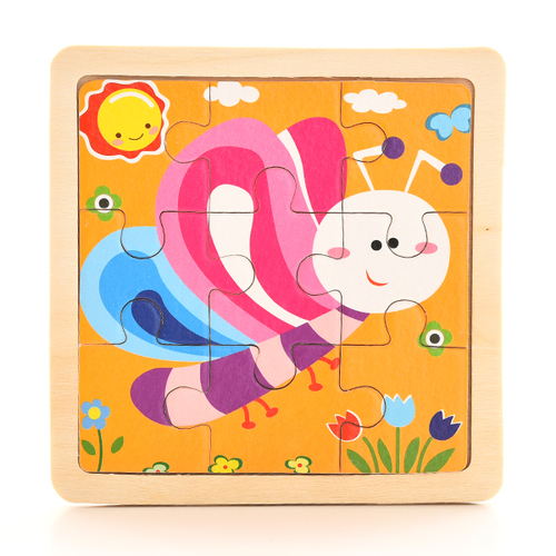 Baby Wooden Montessori Puzzle Child Game Wooden Puzzle 3D Cartoon Animal Puzzle Babies Toys Puzzles For Kids 1 2 3 Year Old: Butterfly