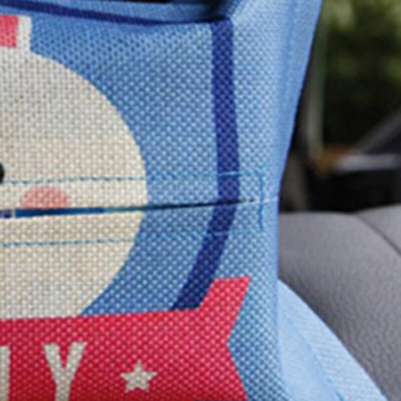 Cute Cartoon Car Universal Tissue Box Set Cotton and Linen Tissue Box Sunshade Seat Hanging Decorative Items: Blue