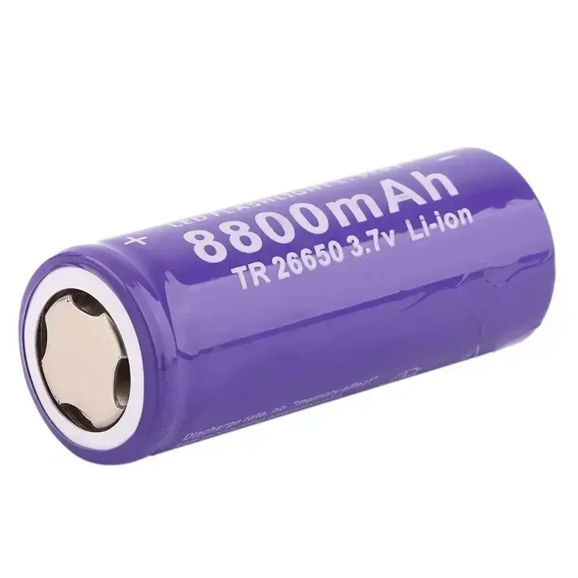 26650 3,7 V 8800 mAh wiederaufladbarer Lithium-Ionen-Akku, verwendet für LED-Taschenlampen und Taschenlampen