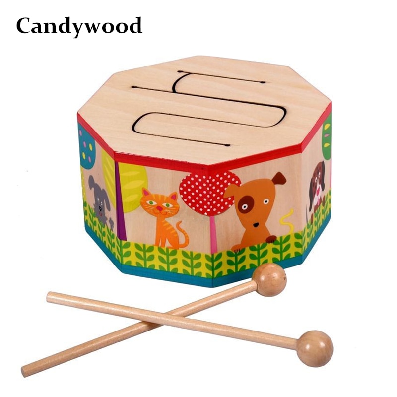 Enfants jouets tambour en bois pour l'éducation précoce jouets musicaux pour enfants tambour Instruments de musique pour bébé jouets en bois