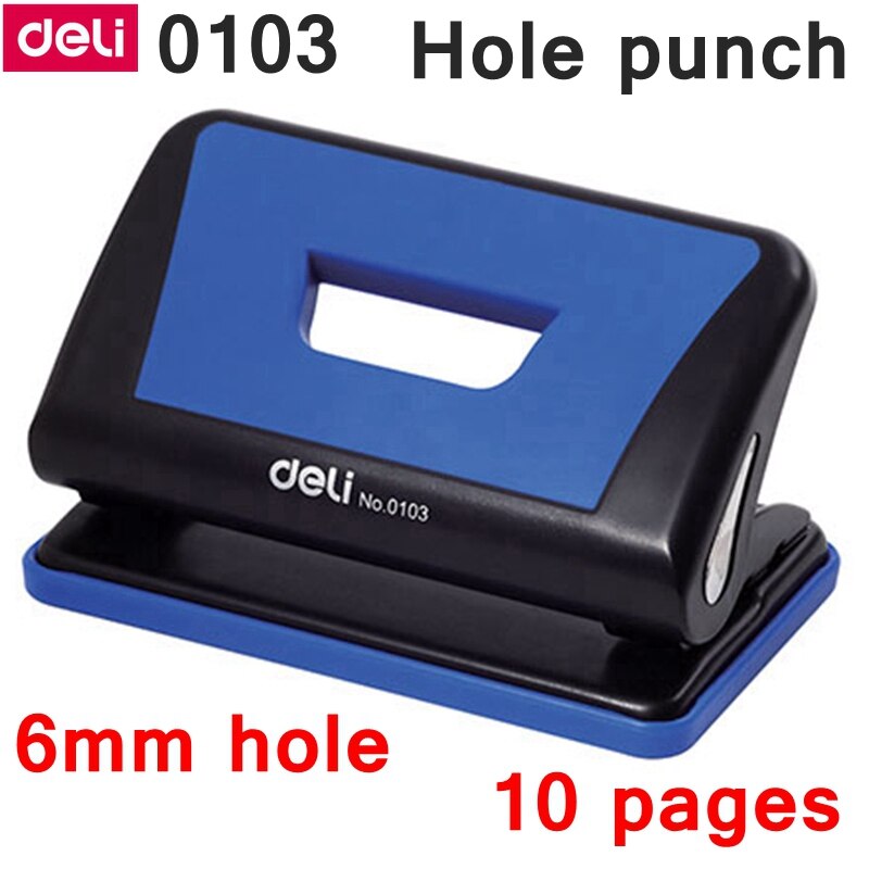 Deli 0103 Office Desk 6mm Hole punch binding hole punch two holes distance 80mm punch papers capacity 10 pages 80g