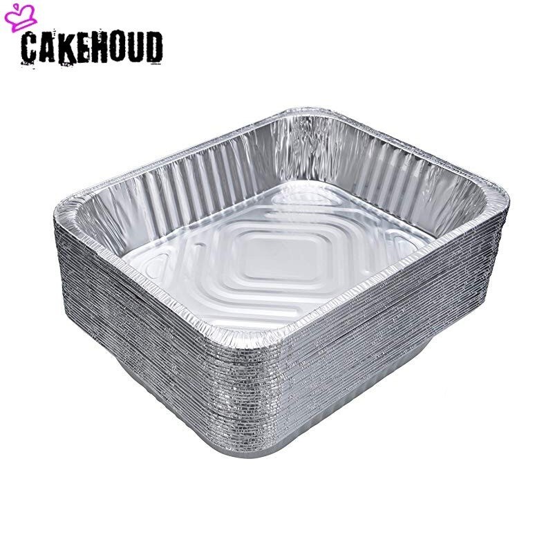 Cakehoud 10 stk engangsbakke med låg transportabel madkonserveringsbeholder bagekage brød grill aluminiumsform: Default Title